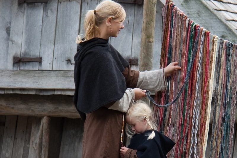 viking market blond haired woman and girl edited