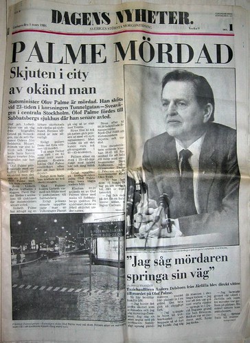 olof palme murdered newspaper 1986