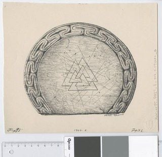 valknut oseberg wooden plate sketch