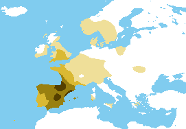 A map of europe showing the location of the roman empire.