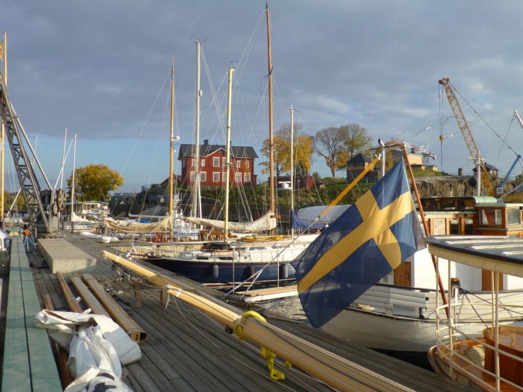 A boat docked in a harbor.